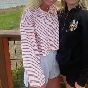 Terry Cloth Collared Long Sleeve